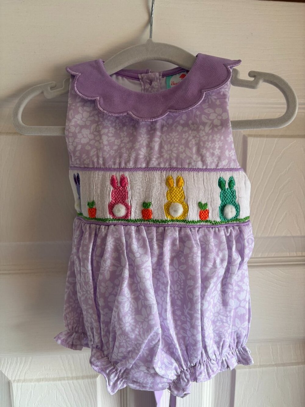 The Smocked Flamingo - Baby Girl Bunny Bubble, Size 3M $30